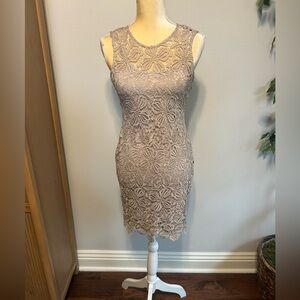 NEW Calvin Klein Lace Sheath Dress in Taupe - Women Sz 4P